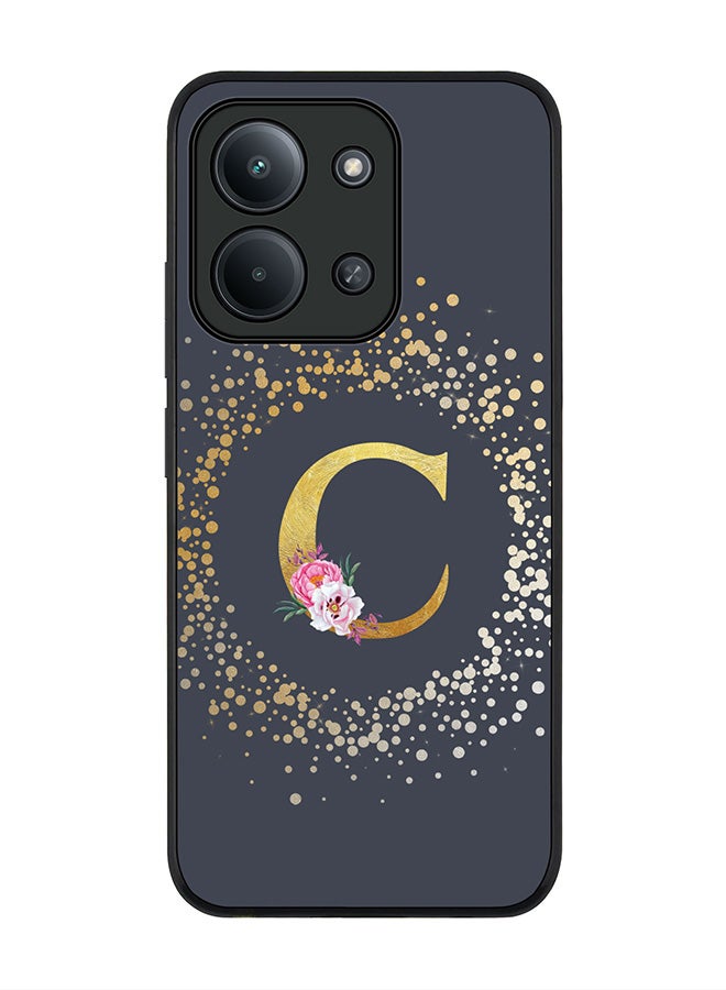 For Xiaomi Poco C85 4G Case,Slim fit Camera Protection, Shockproof Thin Phone cover  - Custom Monogram Floral - C  (Grey )